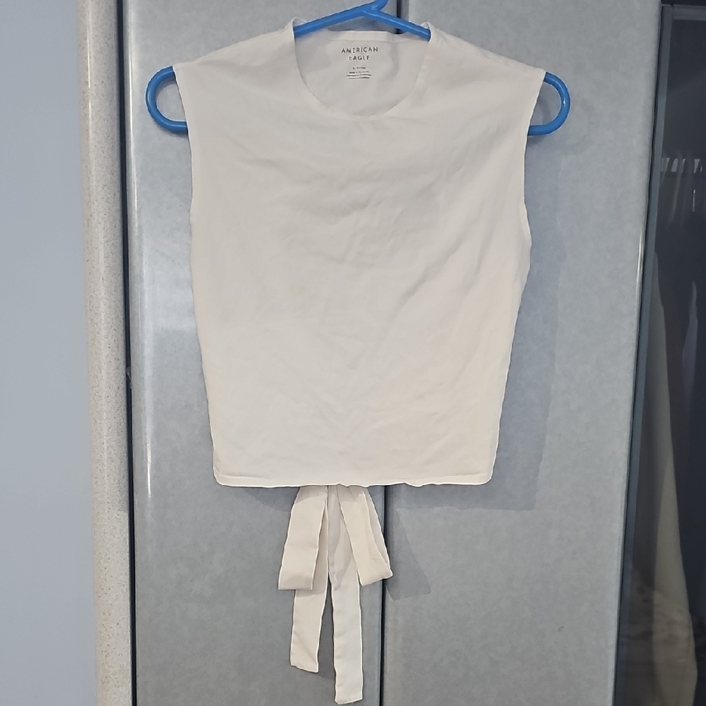 American Eagle Outfitters Off-White Tie-Back Tee, Size S - Picture 2 of 5